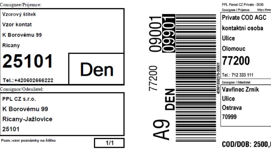 Tisk etiket pro dopravce na TTR tiskárně (tisk po jednom štítku)